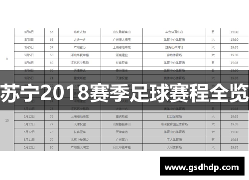 苏宁2018赛季足球赛程全览